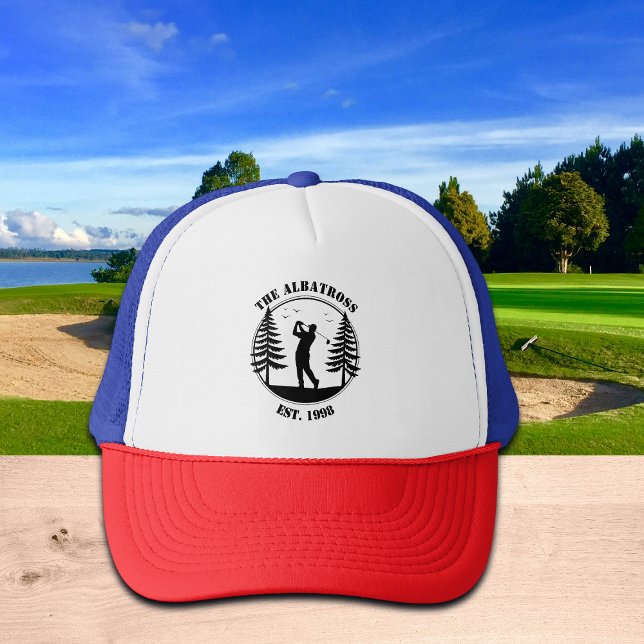 Golf Player Pine Trees Add Name  Trucker Hat (Creator Uploaded)
