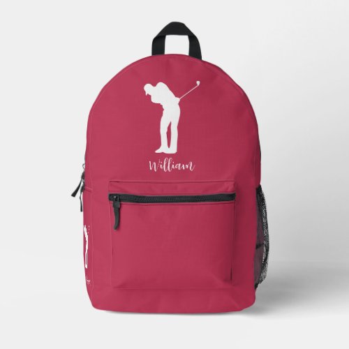 Golf Player Script Monogram Club Members Custom Printed Backpack