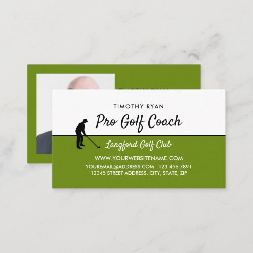 Golf Player Silhouette GoIf Coach Photo Business Card
