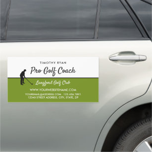 Golf Player Silhouette, GoIf Course, Golf Coach Car Magnet