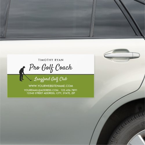 Golf Player Silhouette GoIf Course Golf Coach Car Magnet