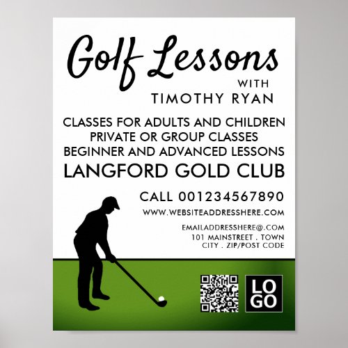 Golf Player Silhouette GoIf Lesson Advertising Poster