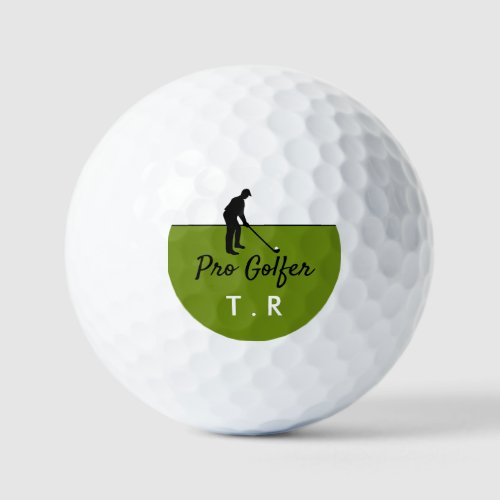 Golf Player Silhouette Pro Golfer Personalized Golf Balls