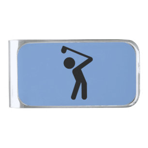 Golf Player Silver Finish Money Clip