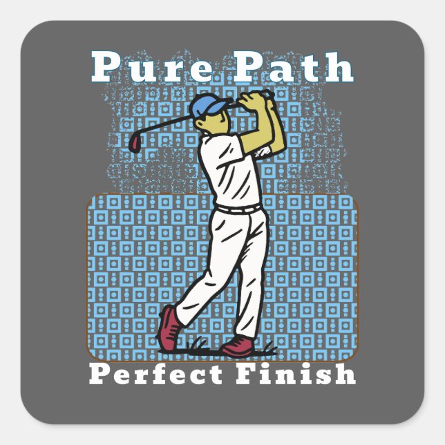 golf player square sticker (Front)