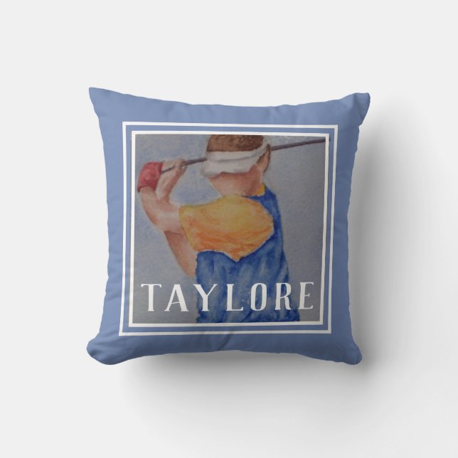 Golf Player Throw Pillow (Front)