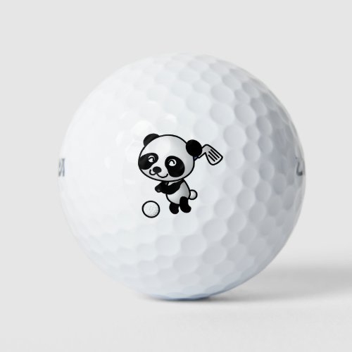 Golf Playing Panda Golf Balls