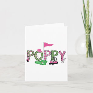 Golf Poppy Pink Hole In One Golf 1st Birthday Girl Card