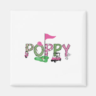 Golf Poppy Pink Hole In One Golf 1st Birthday Girl Magnet