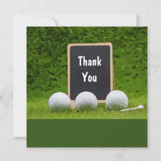 Golf Postcard with thank you word on black board