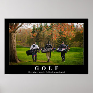Golf poster featuring three friends walking toward