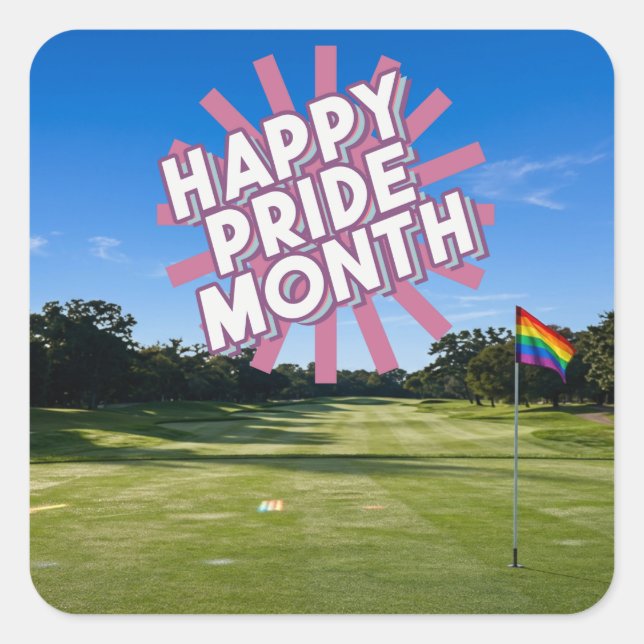 Golf Pride on golf course rainbow themed Square Sticker (Front)