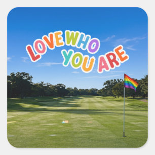 Golf Pride on golf course rainbow themed Square Sticker