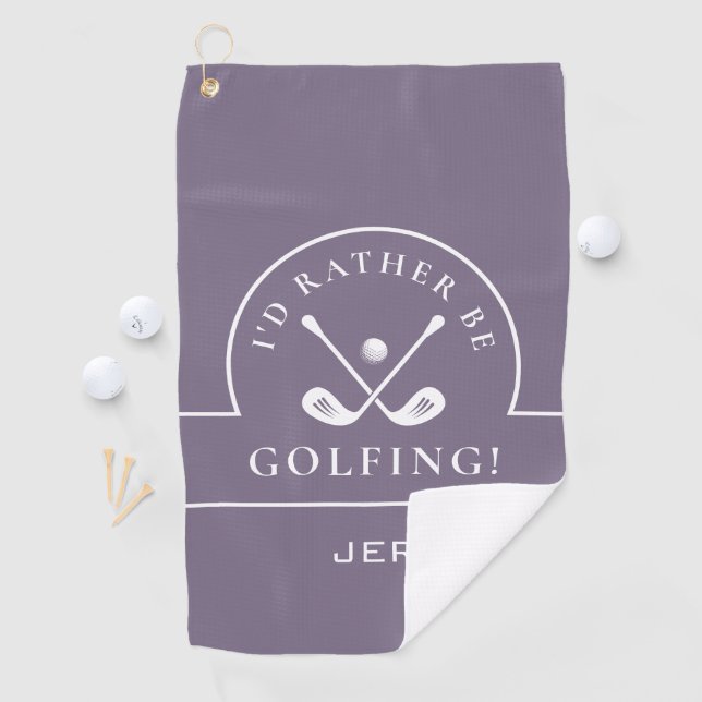 Golf Pro Golfer Fun Golfing Saying Monogram Purple Golf Towel (InSitu)
