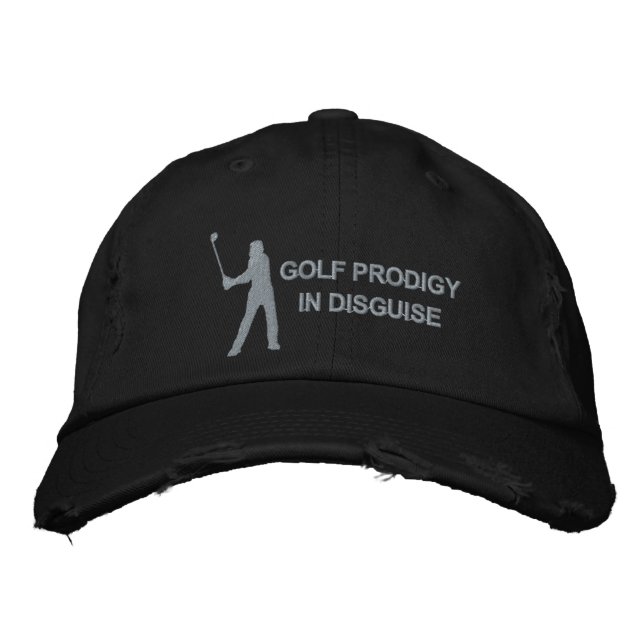 Golf Prodigy In Disguise Funny Golf Design Embroidered Baseball Cap (Front)