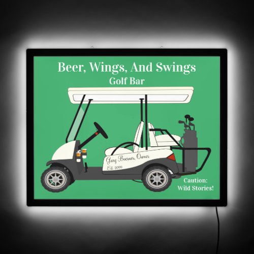 Golf Pub Golf Cart Beer  Snacks Wild Stories LED  LED Sign