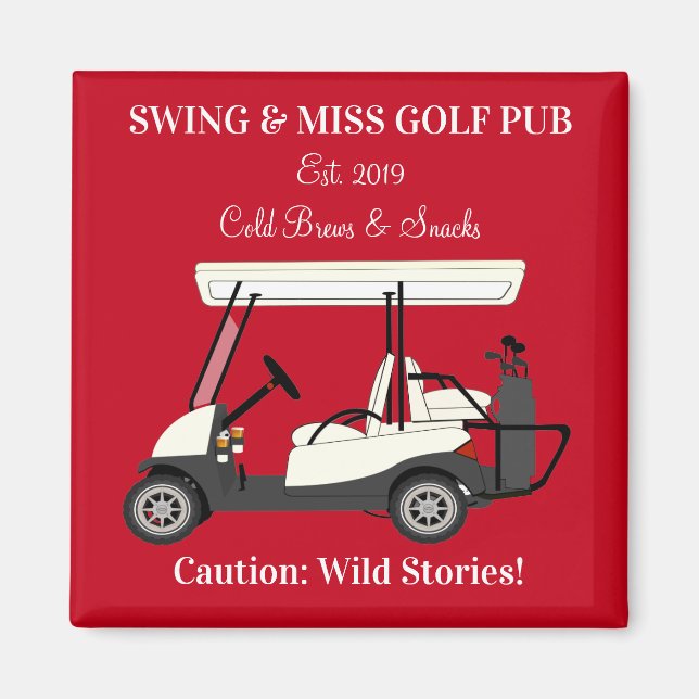 Golf Pub Golf Cart Beer & Snacks Wild Stories Magnet (Front)
