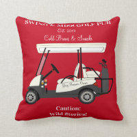 Golf Pub Golf Cart Beer & Snacks Wild Stories Throw Pillow