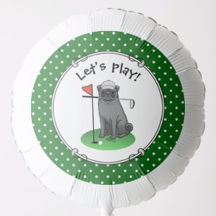 Golf Pug Playing Golf (black) Cute Dog Funny Balloon