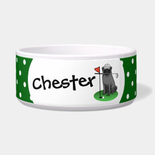 Golf Pug Playing Golf (black) Cute Dog Funny Bowl
