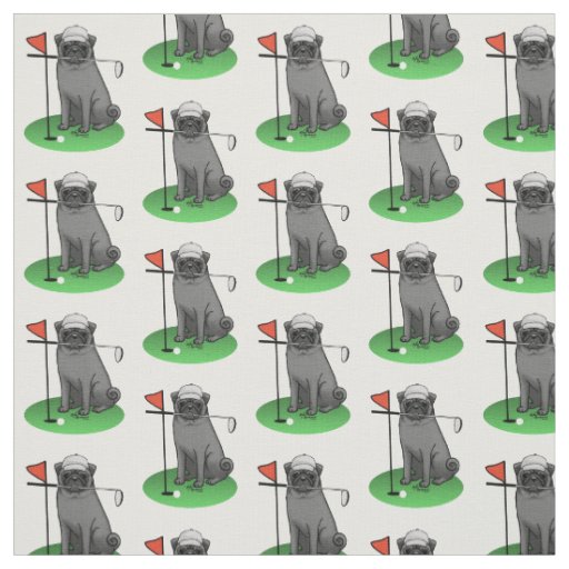 Golf Pug Playing Golf (black) Cute Dog Funny Fabric