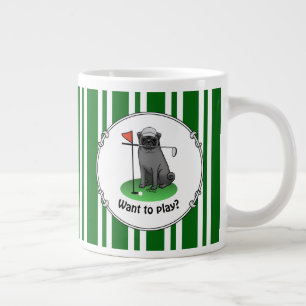 Golf Pug Playing Golf (black) Cute Dog Funny Giant Coffee Mug