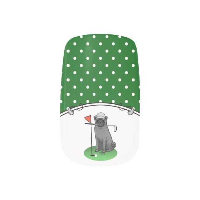 Golf Pug Playing Golf (black) Cute Dog Funny Minx Nail Art (Right Thumb)
