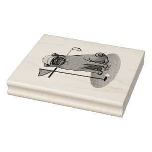 Golf Pug Playing Golf (black) Cute Dog Funny Rubber Stamp
