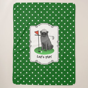 Golf Pug Playing Golf (black) Cute Dog Funny Sherpa Blanket