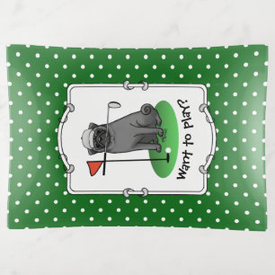 Golf Pug Playing Golf (black) Cute Dog Funny Trinket Tray
