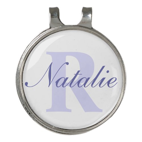 Golf purple blue monogram name  initial golf hat clip