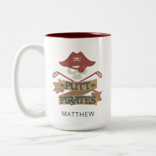 Golf Putt Pirates Outdoor Sport Hobby Personalized Two-Tone Coffee Mug