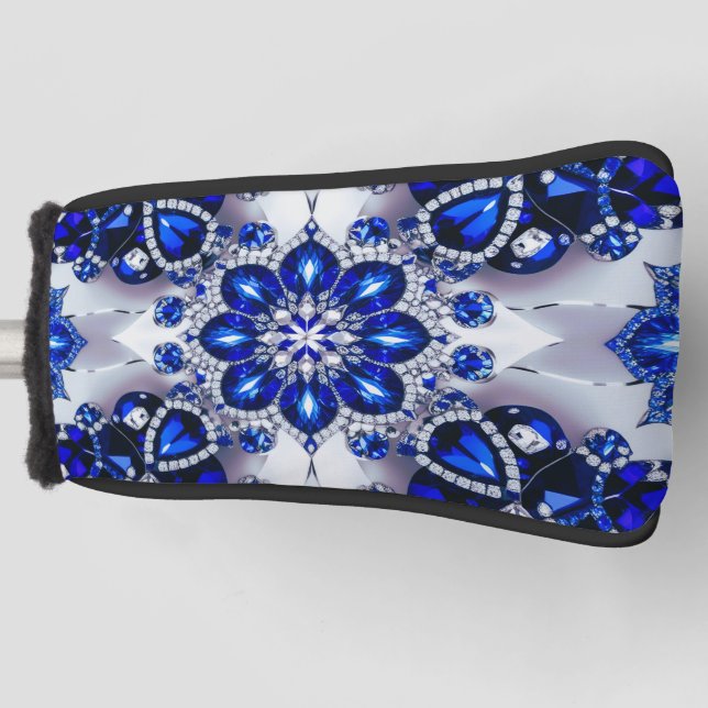 Golf Putter Cover with Blue White Colors Design (Front)