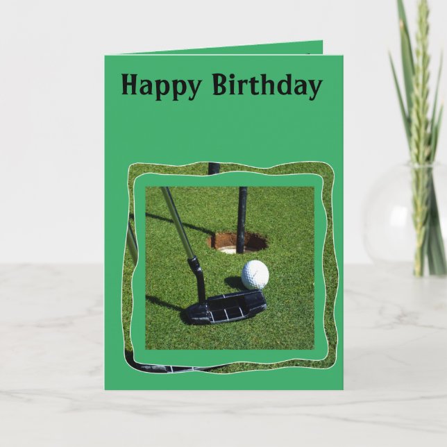 Golf Putter Ready To Par, Birthday Card, Holiday Card (Front)