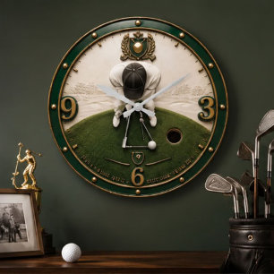 Golf Putting Golfer Gift Large Clock