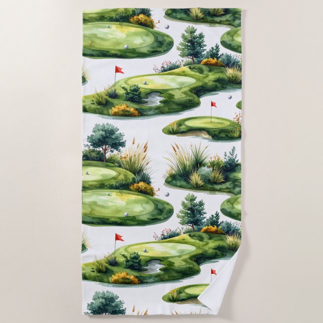 Golf Putting Green Beach Towel (Front)