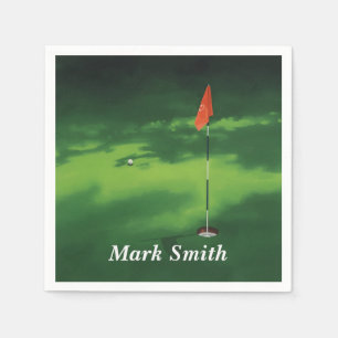 Golf putting green with name napkins