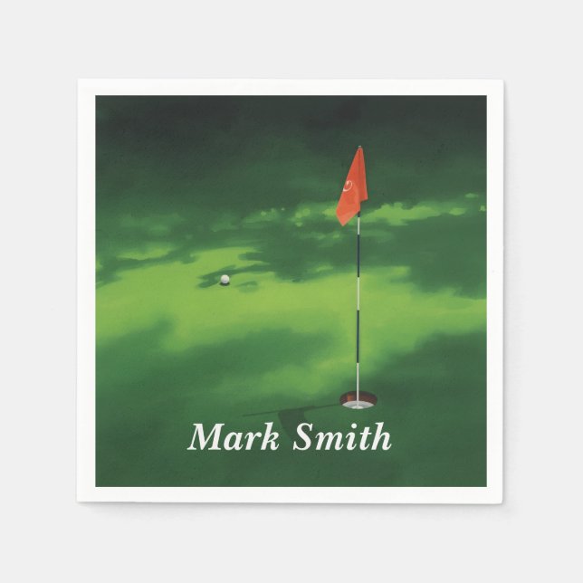 Golf putting green with name  napkins (Front)