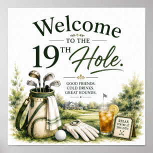 Golf Putting green with text watercolor Poster