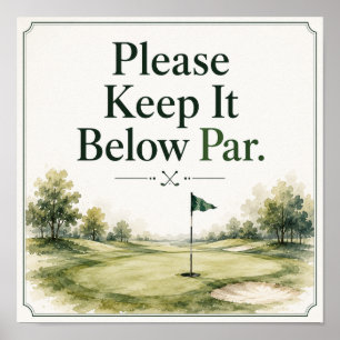 Golf Putting green with text watercolor Poster