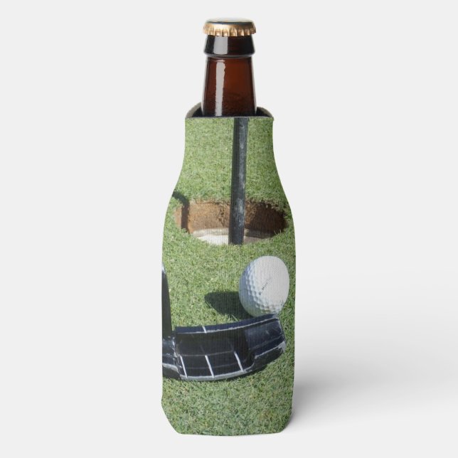 Golf Putting On The Green, Bottle Cooler (Bottle Front)