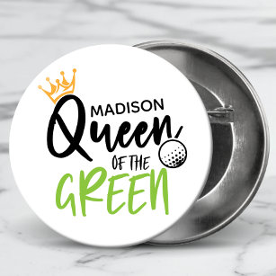 Golf Queen Of The Green Funny Modern Personalized Button