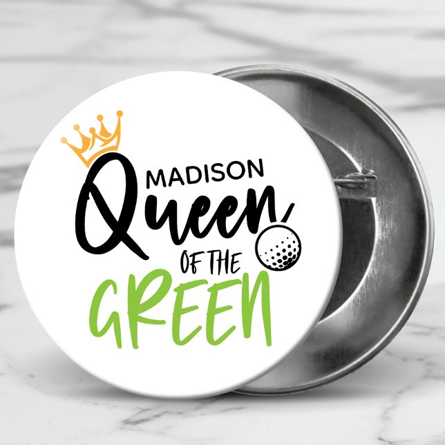 Golf Queen Of The Green Funny Modern Personalized Button (Creator Uploaded)