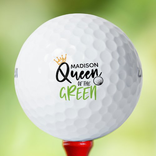 Golf Queen Of The Green Funny Modern Personalized Golf Balls