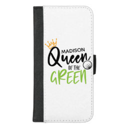 Golf Queen Of The Green Funny Modern Personalized iPhone 8/7 Plus Wallet Case
