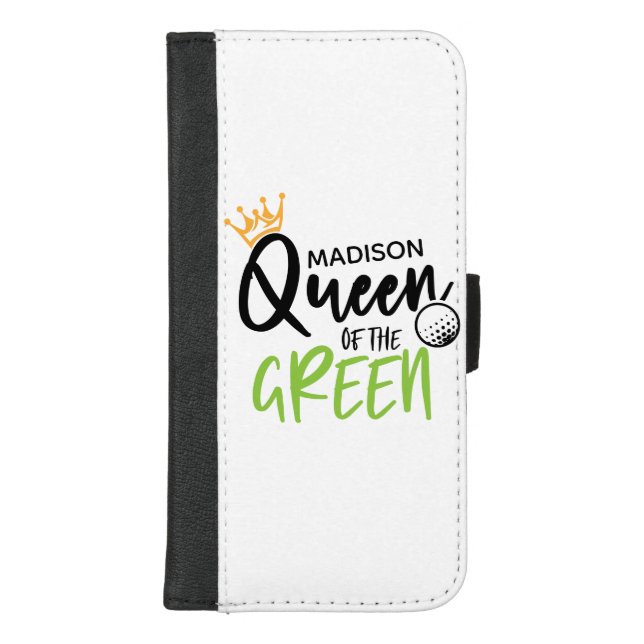 Golf Queen Of The Green Funny Modern Personalized iPhone Wallet Case (Front)