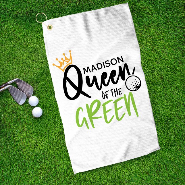 Golf Queen Of The Green Funny Modern Personalized Towel (Creator Uploaded)