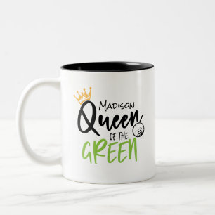 Golf Queen Of The Green Funny Modern Personalized Two-Tone Coffee Mug