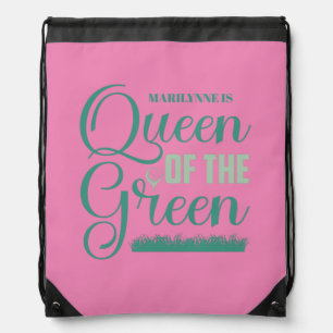 Golf Queen Of The Green Name Drawstring Bag