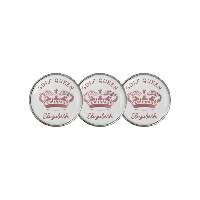 Golf Queen Rose Gold Crown Golf Ball Marker (3 Up)